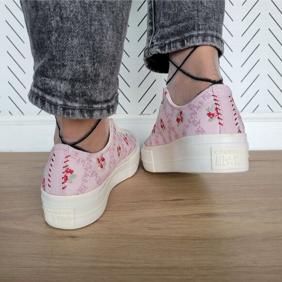 ❤️Chuck Taylor All Star Lift Platform Cross Stitch 8.5 Womens Shoes Pink A13660C - Picture 7 of 14